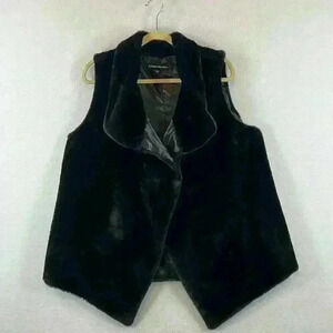Catherine Malandrino Women’s Vest Black Size Large Faux Fur Lined Like-New